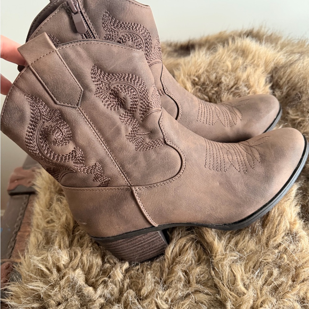 Brown Western Ankle Boots